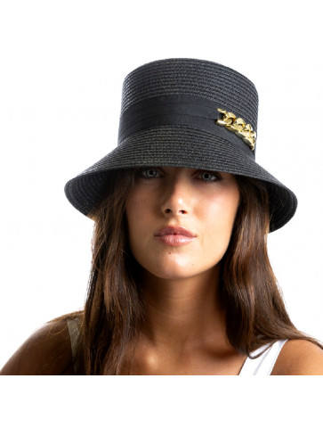 Adjustable bucket-style hat - golden chain detail