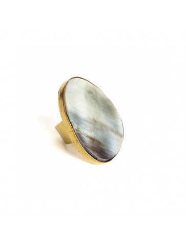 Adjustable oval-shaped  ring-marble finish