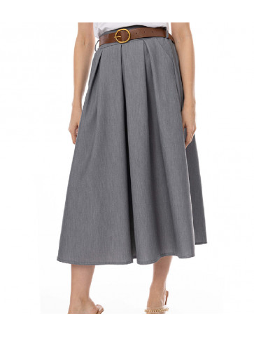 Women's Plain Pleated Midi Skirt - Wide line