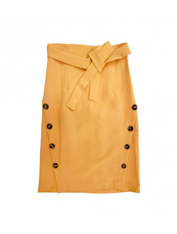 Women Camel Skirt-Straight line