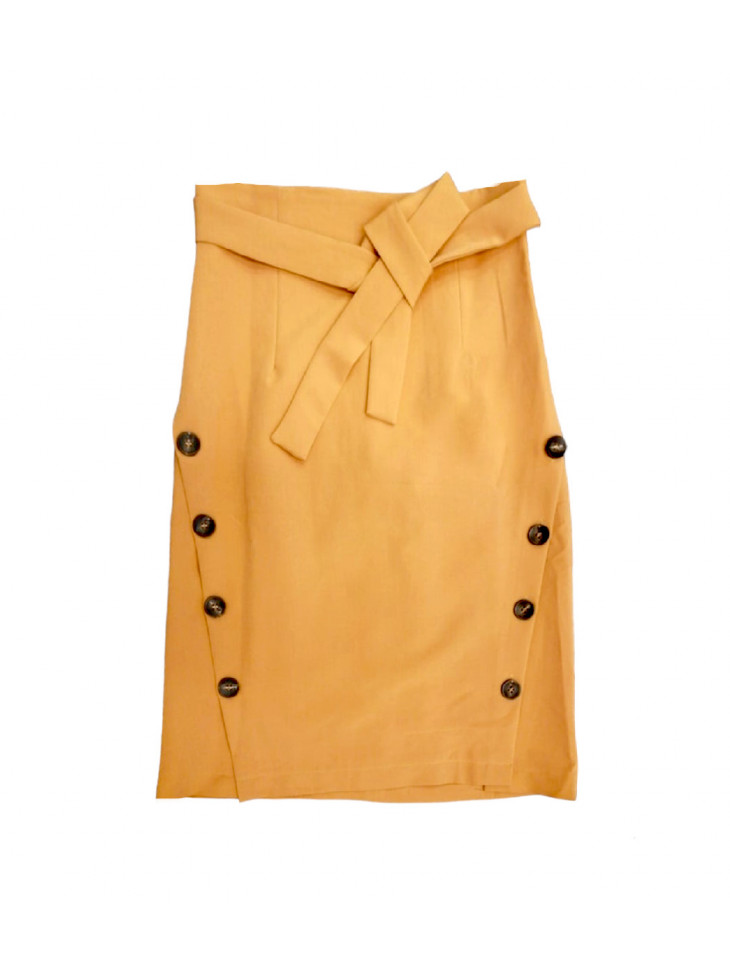 Women Camel Skirt-Straight line