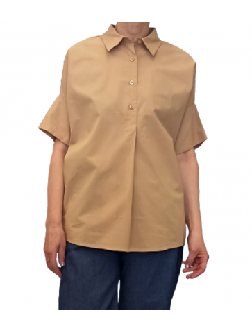 Plain cotton shirt - Beige