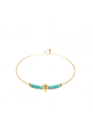 Women's Bracelet-Steel-Turquoise stones