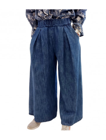 Wide leg cotton jean - elasticated waist