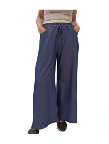 High-waisted trousers - elastic waist band with laces