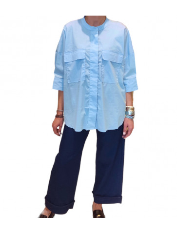 Women's Cotton Shirt - 3/4 Sleeve - Wide-line