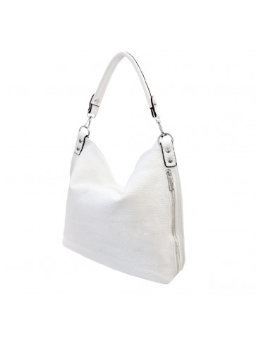 White Women's Leather-like Bag - Strap in Silver/White