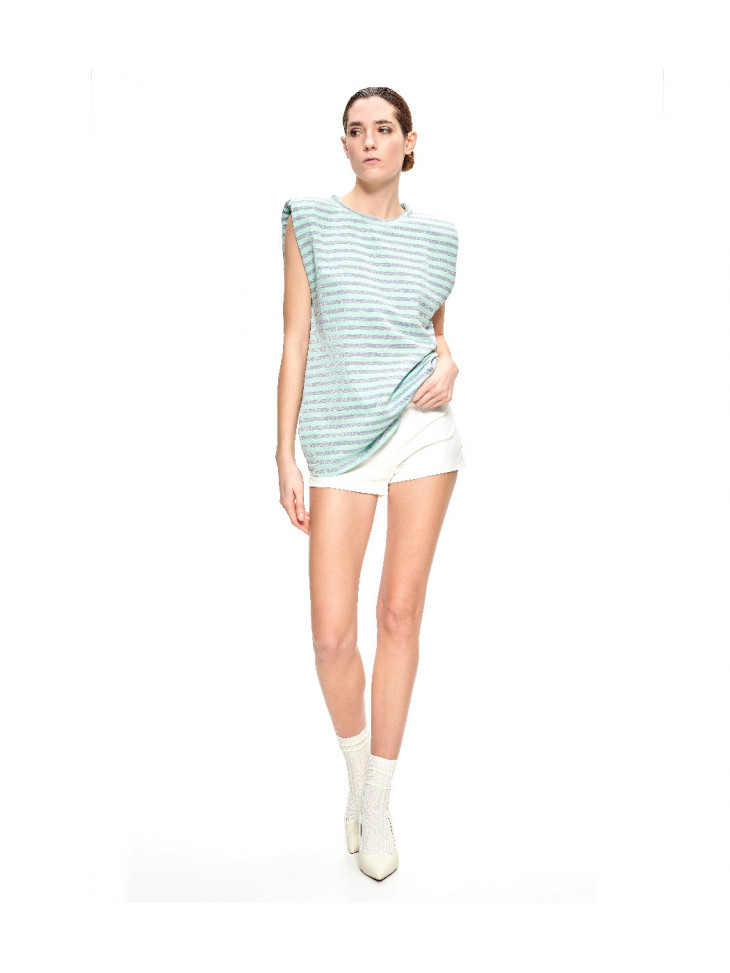 Sleeveless striped women's viscose T-shirt