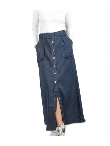 Women Long cotton Jean skirt - Comfortable line