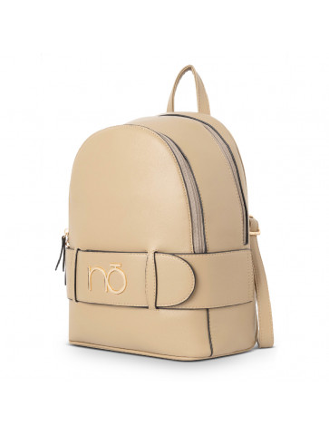Women's backpack - beige ecological leather