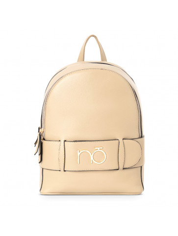Women's backpack - beige ecological leather