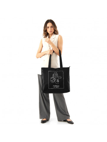 Women's Shiny shopper bag - feminine graphic - eco leather - metallic finish.