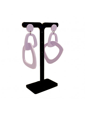 Plexiglass Earrings - two irregular circles - lilac pastel