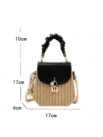 Women's straw bag - clasp gold lock