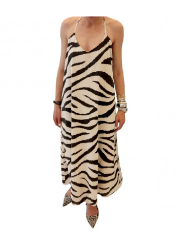 Women's long Cotton dress - zebra print