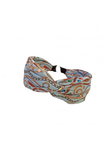Women's Headband - colorful print with chains