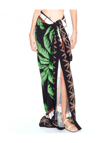 Women's Pareo - cotton blend fabric with print