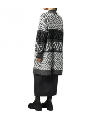 Women's Long Wool cardigan - jacquard pattern