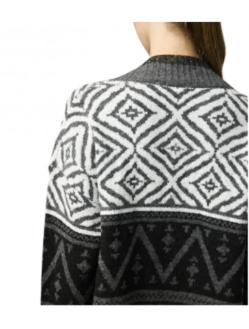 Women's Long Wool cardigan - jacquard pattern