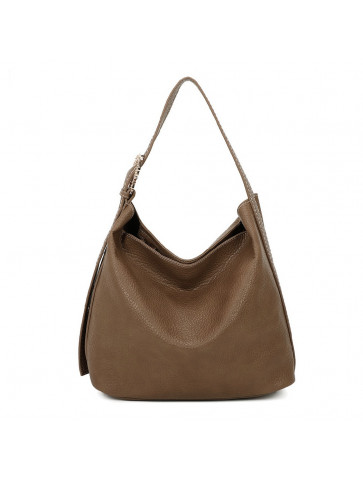 Women's leather-like shoulder bag - gold buckle