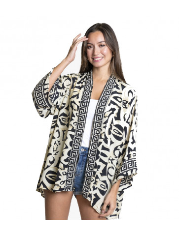 Κοντό Κιμονό - Polysilk -  «μπαρόκ» print