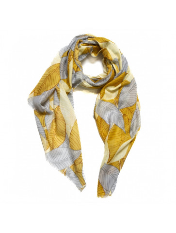 Women's Soft-touch scarf - leaf print - Polyester