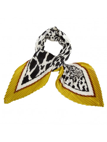 Pleated Women's scarf - Silk touch- Animal print