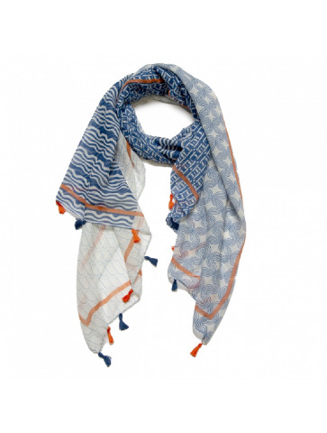 Women's Soft-touch scarf - linear print - Polyester