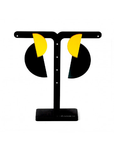 Plexiglass Women's Earring - Semicircular-Black/Mirror