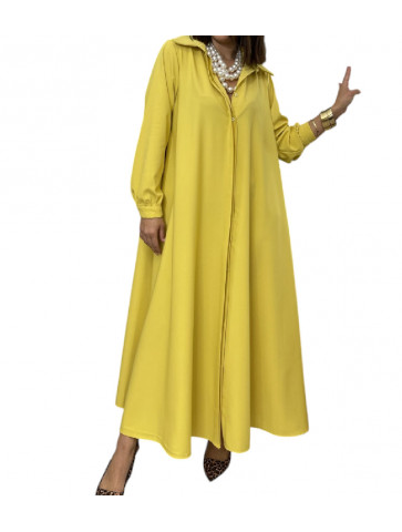Long dress with lapel collar