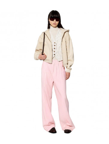 Women's striped pants - viscose fabric - wide leg
