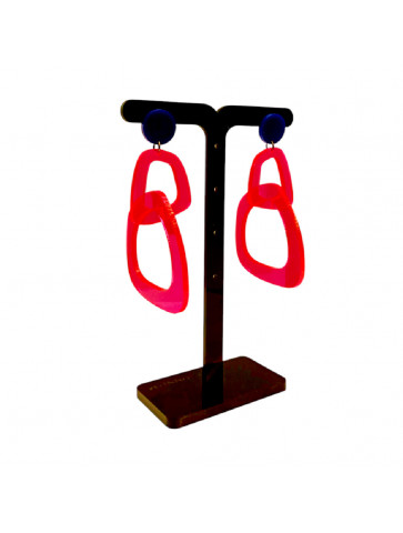 Earrings - plexiglass - two irregular circles - Fluo color