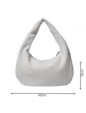 Women's leather-like shoulder bag - knitted design