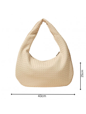 Women's leather-like shoulder bag - knitted design
