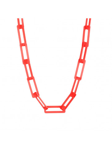 Plexiglass necklace - RECTANGULAR CHAIN -Red Sandblast