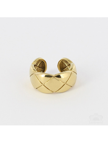 Adjustable ring -stainless steel - 14K gold-plated cover