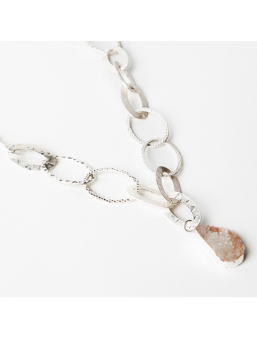 "Y" shaped Necklace with links - Natural stone charm