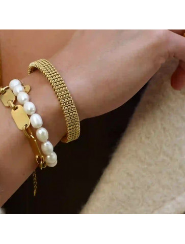 Women's bracelet - braided cuff - stainless steel
