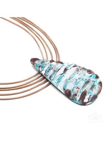 Short necklace - five lines of cord - resin center