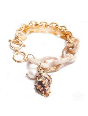 Metallic and tortoiseshell marbled resin links bracelet
