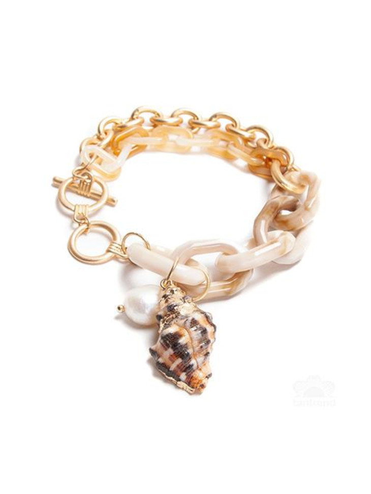 Metallic and tortoiseshell marbled resin links bracelet
