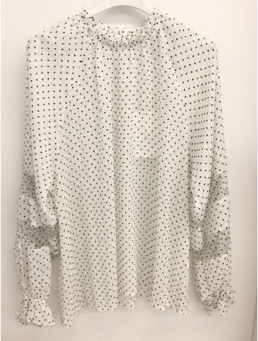 White blouse-black polka dots