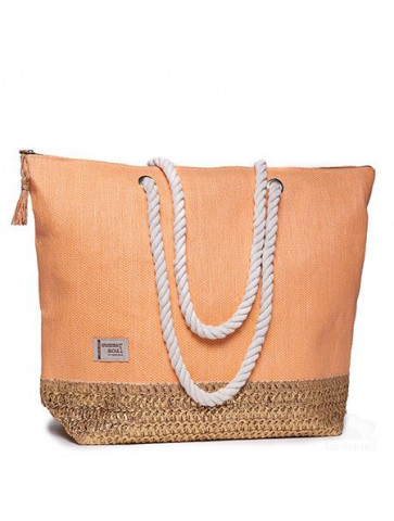 Beach bag with metallic finish