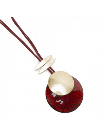 Long necklace - round centre in resin and metal