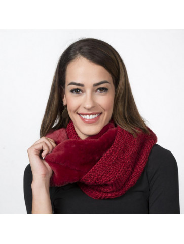 Two rowed infinity scarf - knit mixed with faux fur