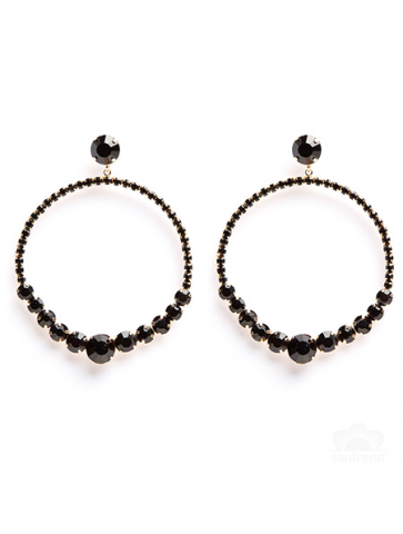 Long earrings - black rhinestones