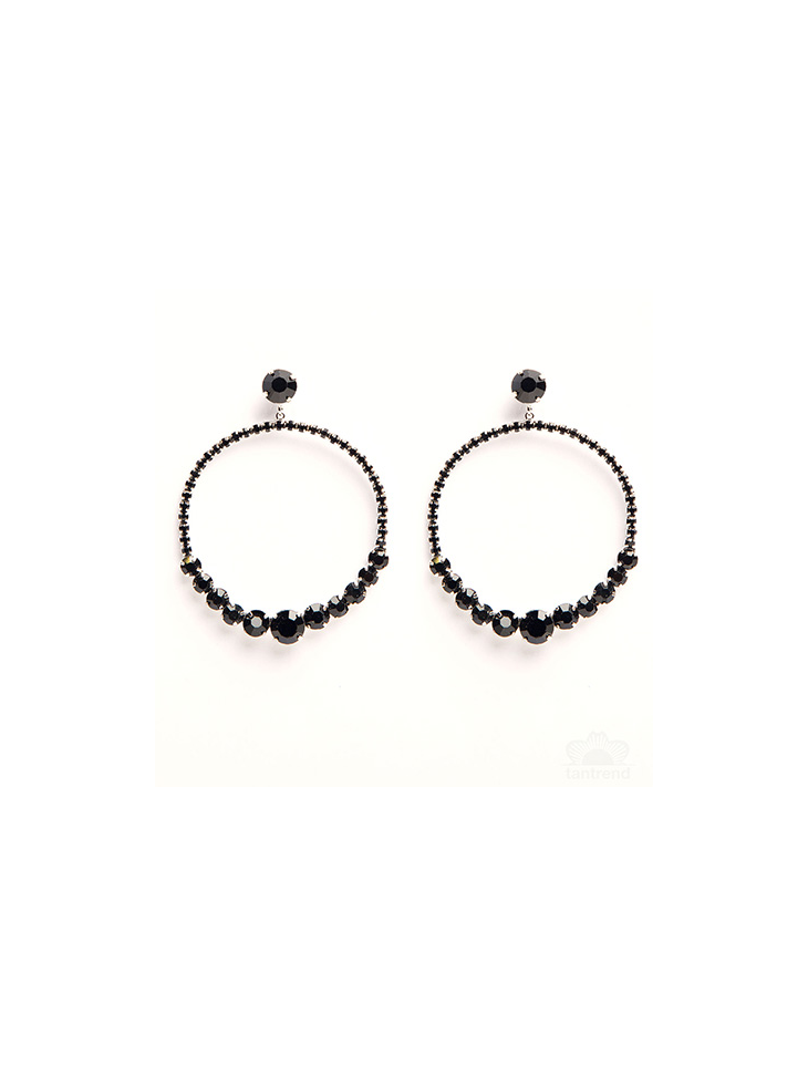 Long earrings - black rhinestones