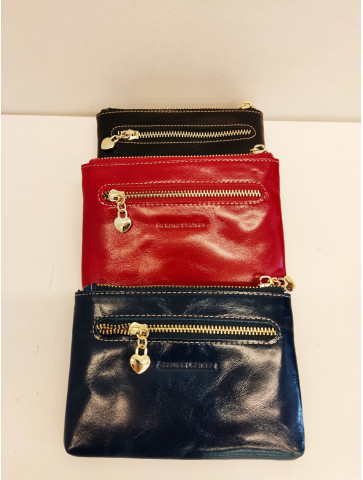 Leather wallet with three...