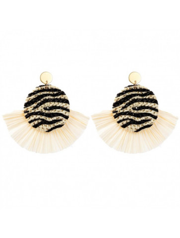 Earring - central piece in rattan with animal print