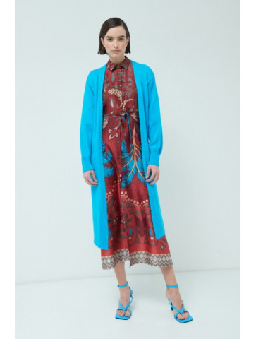 Long duster coat in wool and mohair blend.
